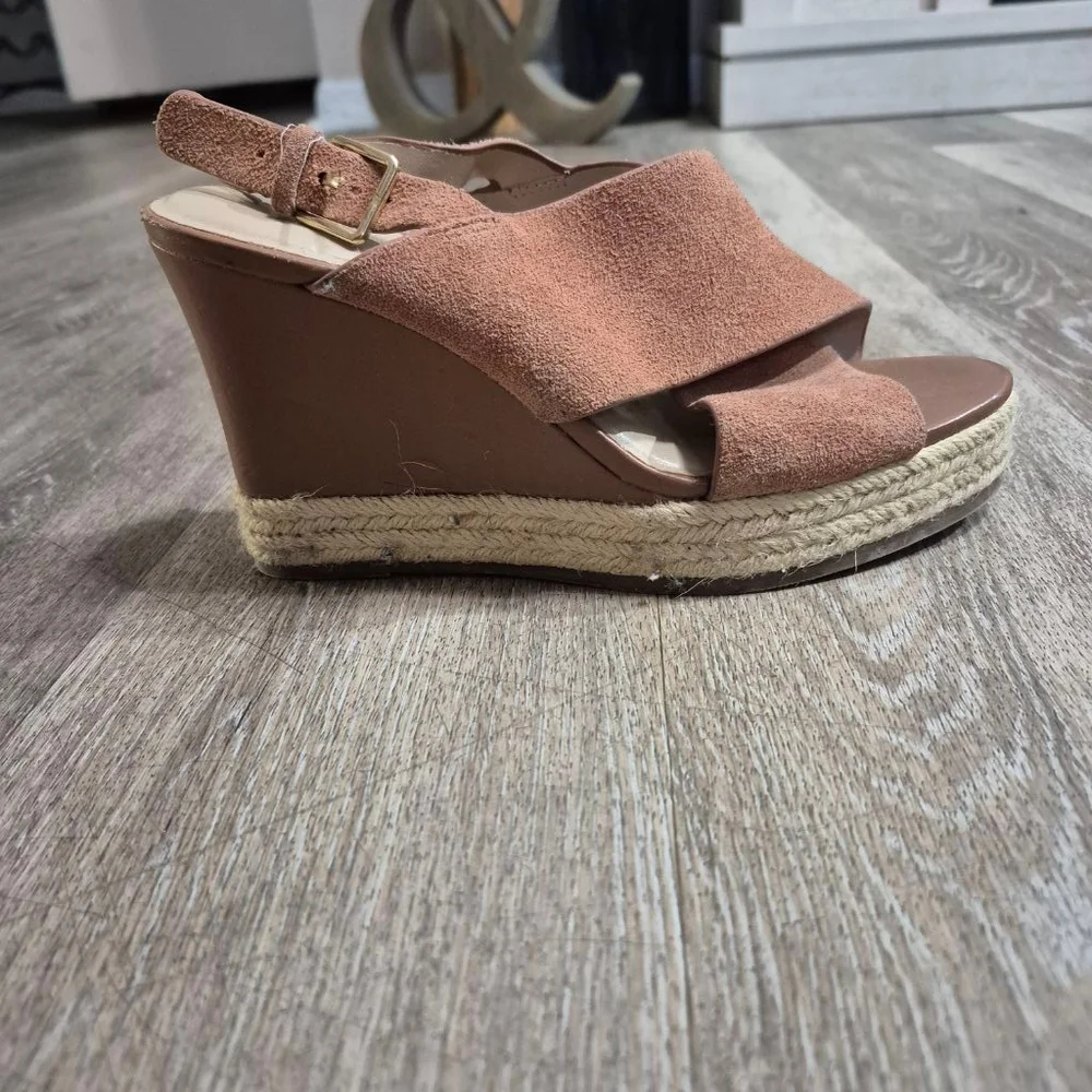 Women's H Halston Brown Wedge‎ Sandals 7.5